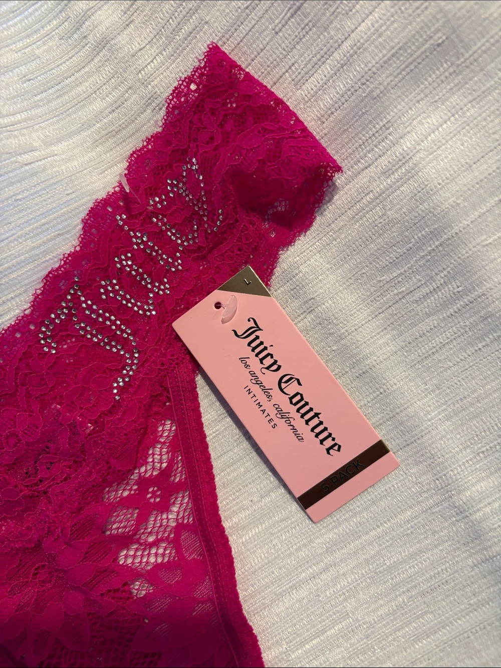 Juicy Couture Fuchsia Lace Rhinestone Bikini Panty